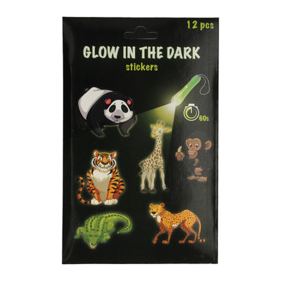 glow in the dark stickers dieren, 12st