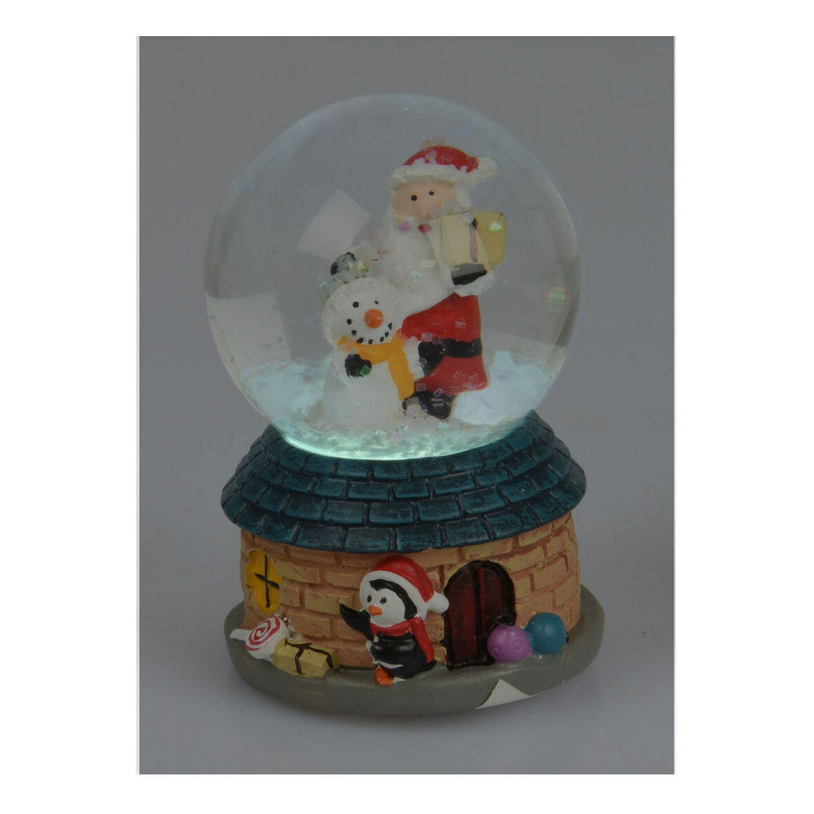 Knus waterbal met kerstman met led, 4, 5cm