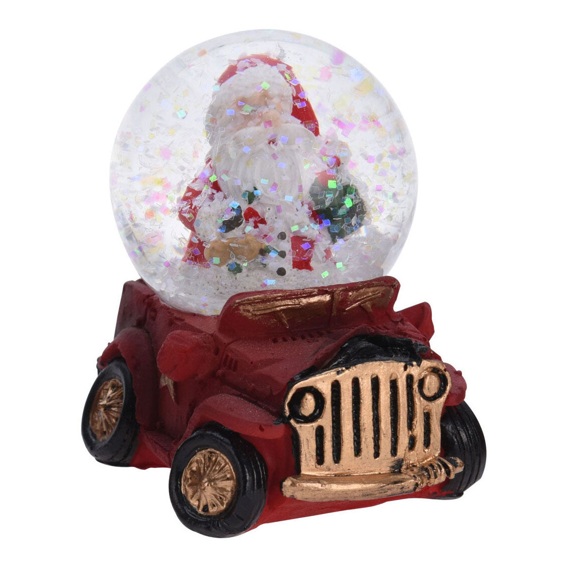 Waterbal kerstfiguur in auto, 6,5cm