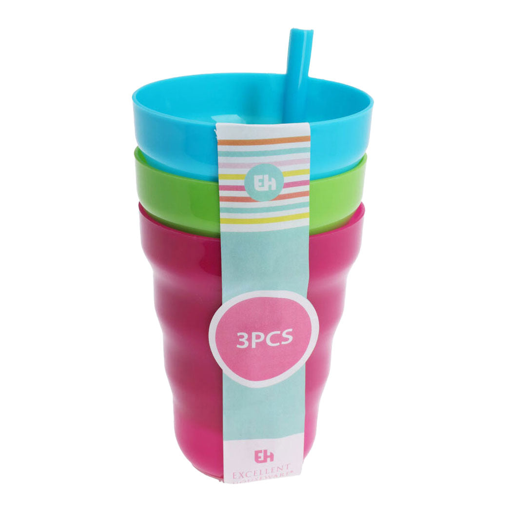 Beker met rietje, set van 3st.