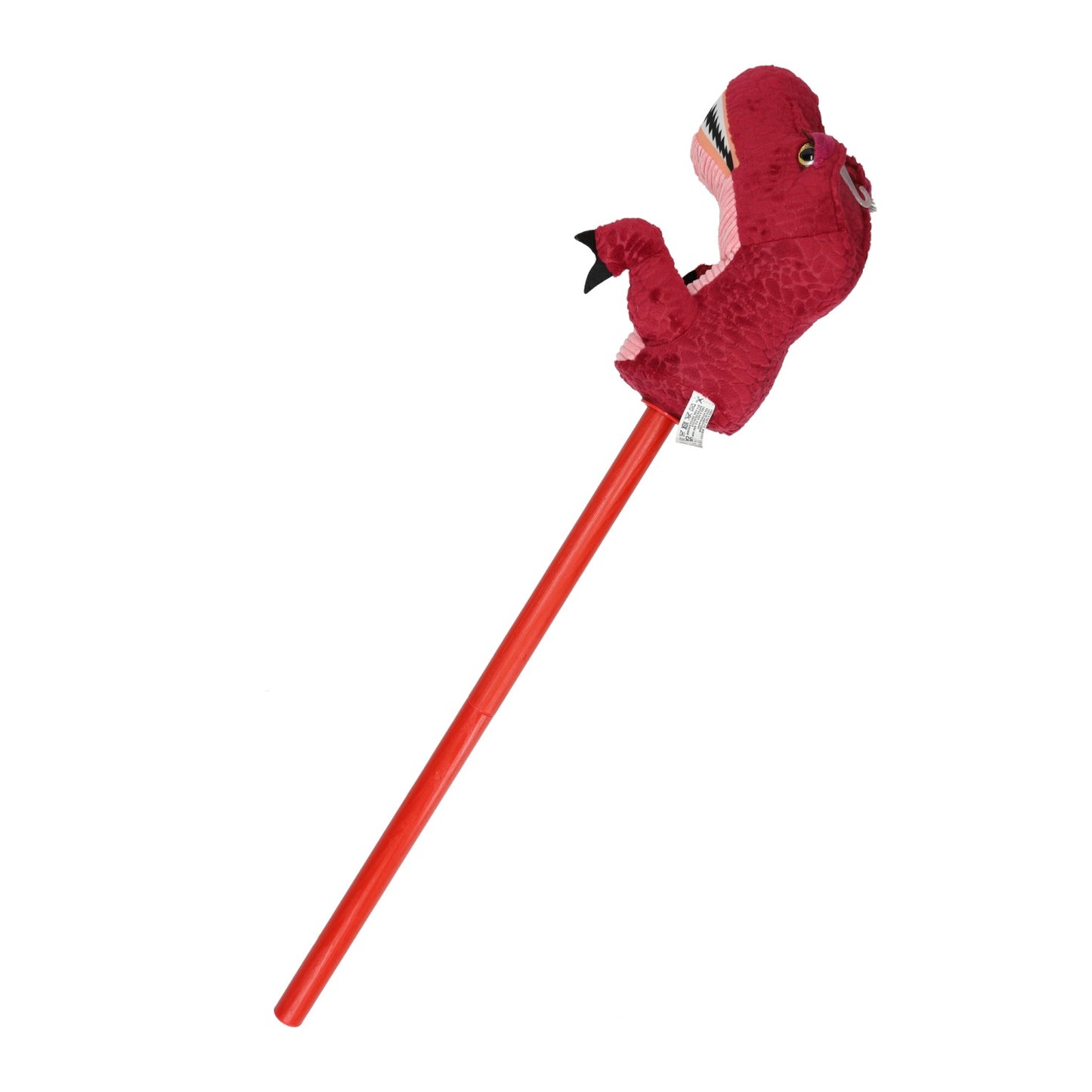 Stokpaard dino met geluid rood