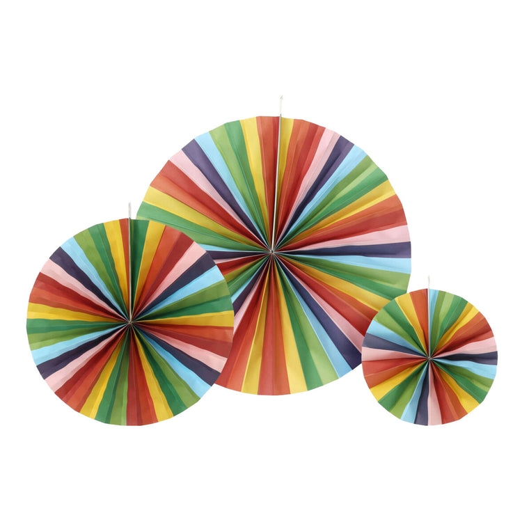 Waaier papier multi kleuren, set van 3