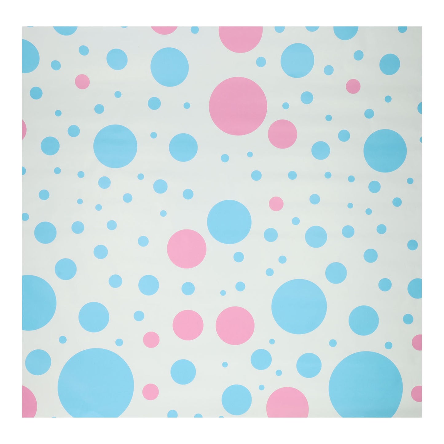 Cadeaupapier blauw roze stippen, 4mtr.