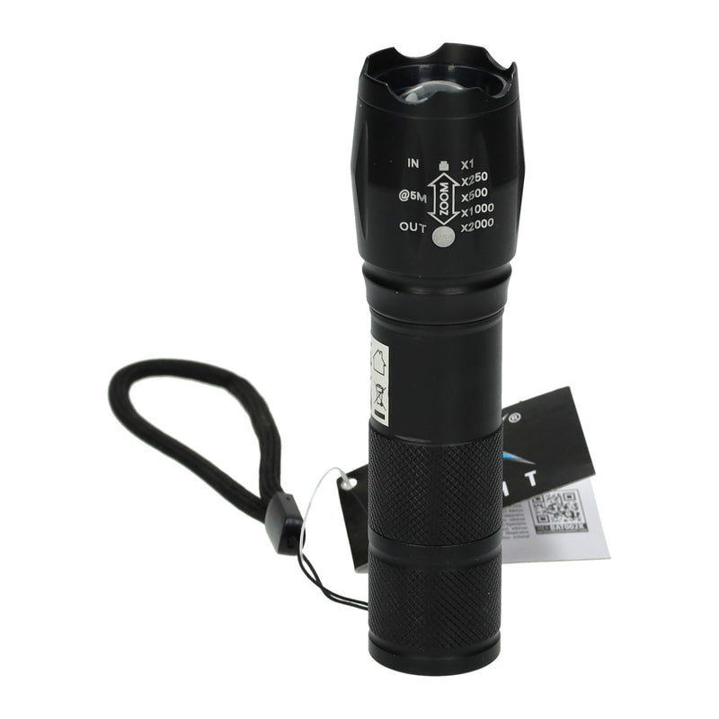 Zaklamp zwart, 13cm