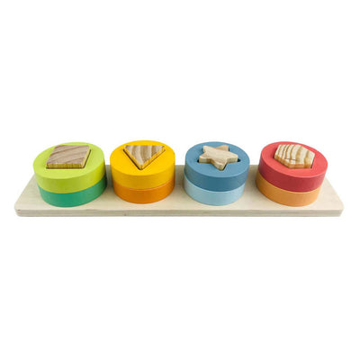 Houten stapelpuzzel met vormen, 9dlg.
