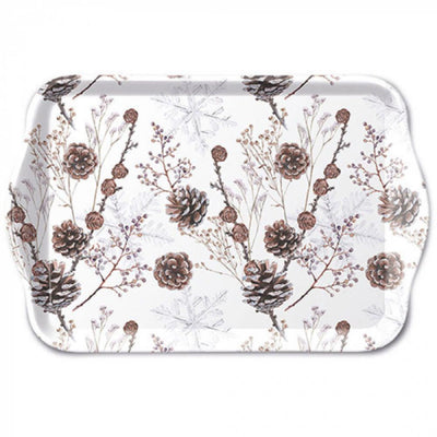 Ambiente tray 13x21cm pine cones wit