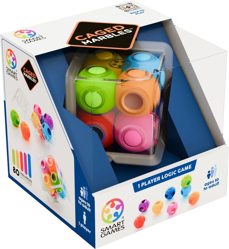 Smartgames caged marbles - 3d logische breinbreker - 80 uitdagende opdrachten - compact denkspel kubuspuzzel - vanaf 10 jaar