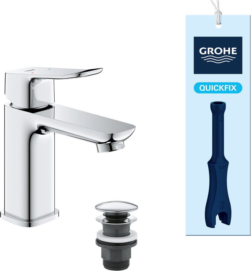 Grohe dice wastafelmengkraan - s-size - aquacalibrator - inclusief push-open waste - chroom