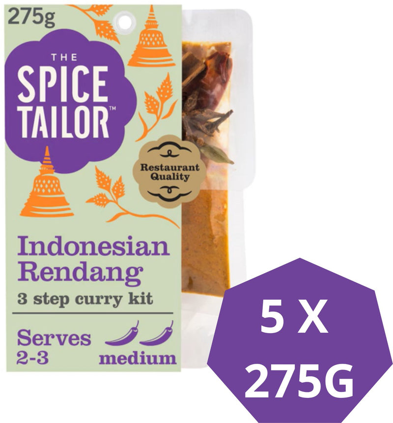 The spice tailor indonesion rendang - maaltijdpakket met indoneische kruiden - voordeelverpakking - 5 x 275 gram