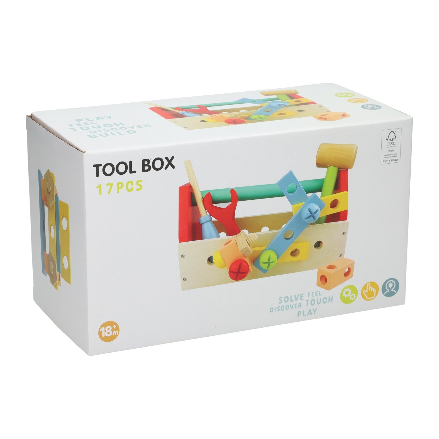 Houten gereedschapskist voor kinderen - 25x12x14cm