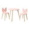 Houten set tafeltje met 2 stoelen vlinder - roze