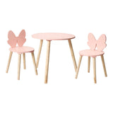 Houten set tafeltje met 2 stoelen vlinder - roze - afbeelding 1