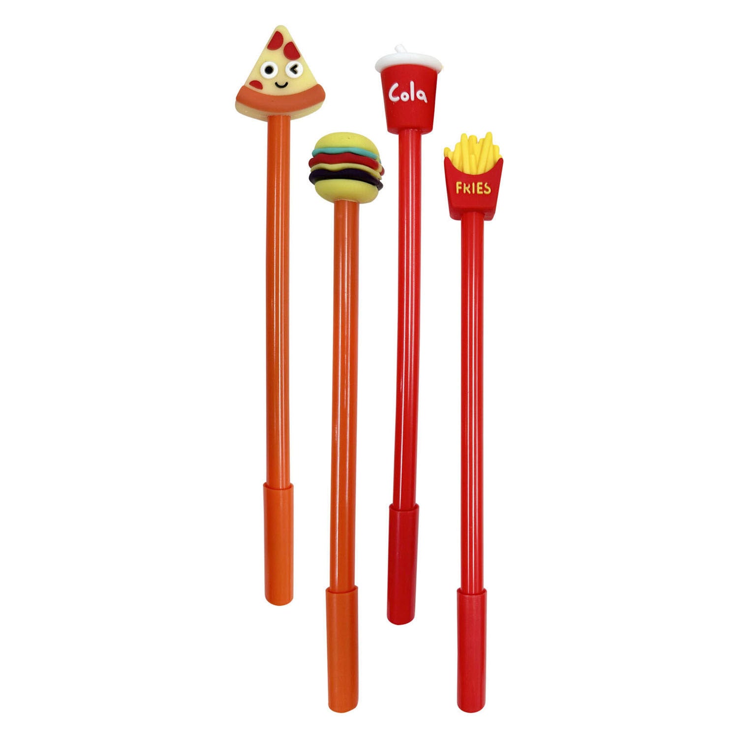 Set gelpennen fastfood in etui, 4 stuks
