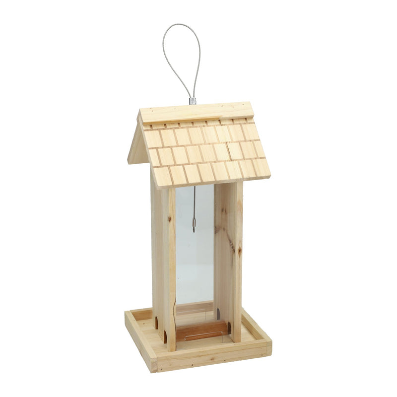 Houten hangende vogelvoeder - 17x17x38cm