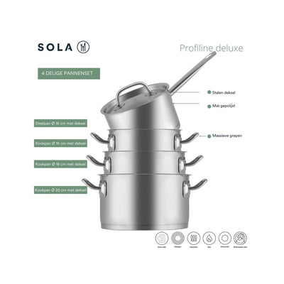 Sola profiline deluxe pannenset 4-delig inductie geschikt