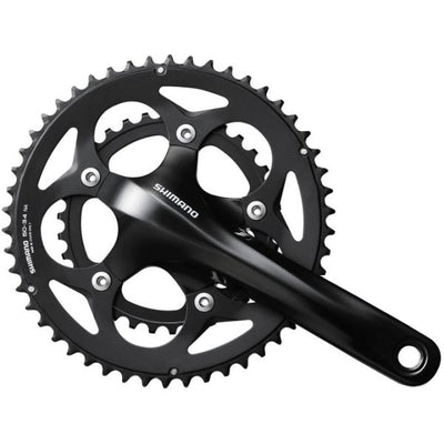 Shimano crankstel 2 x 10 speed road fc-rs400 - 175 50-34 holle as - zwart