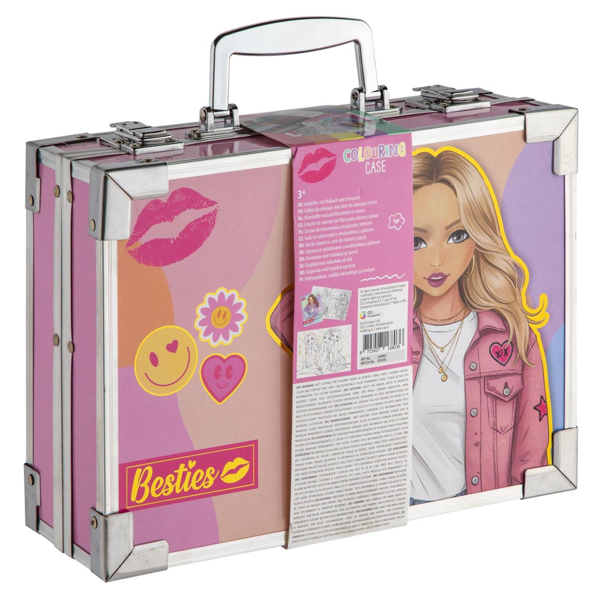 Besties kleurkoffer metaal 27x20.5x8.5cm incl. canvas