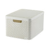 Curver style mand l met deksel rotanstyle ivoor (lxbxh 44x32x25cm)