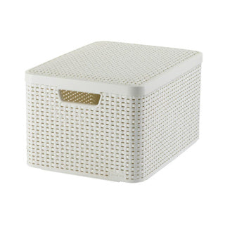 Curver style mand l met deksel rotanstyle ivoor (lxbxh 44x32x25cm)