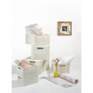 Curver style mand l met deksel rotanstyle ivoor (lxbxh 44x32x25cm)