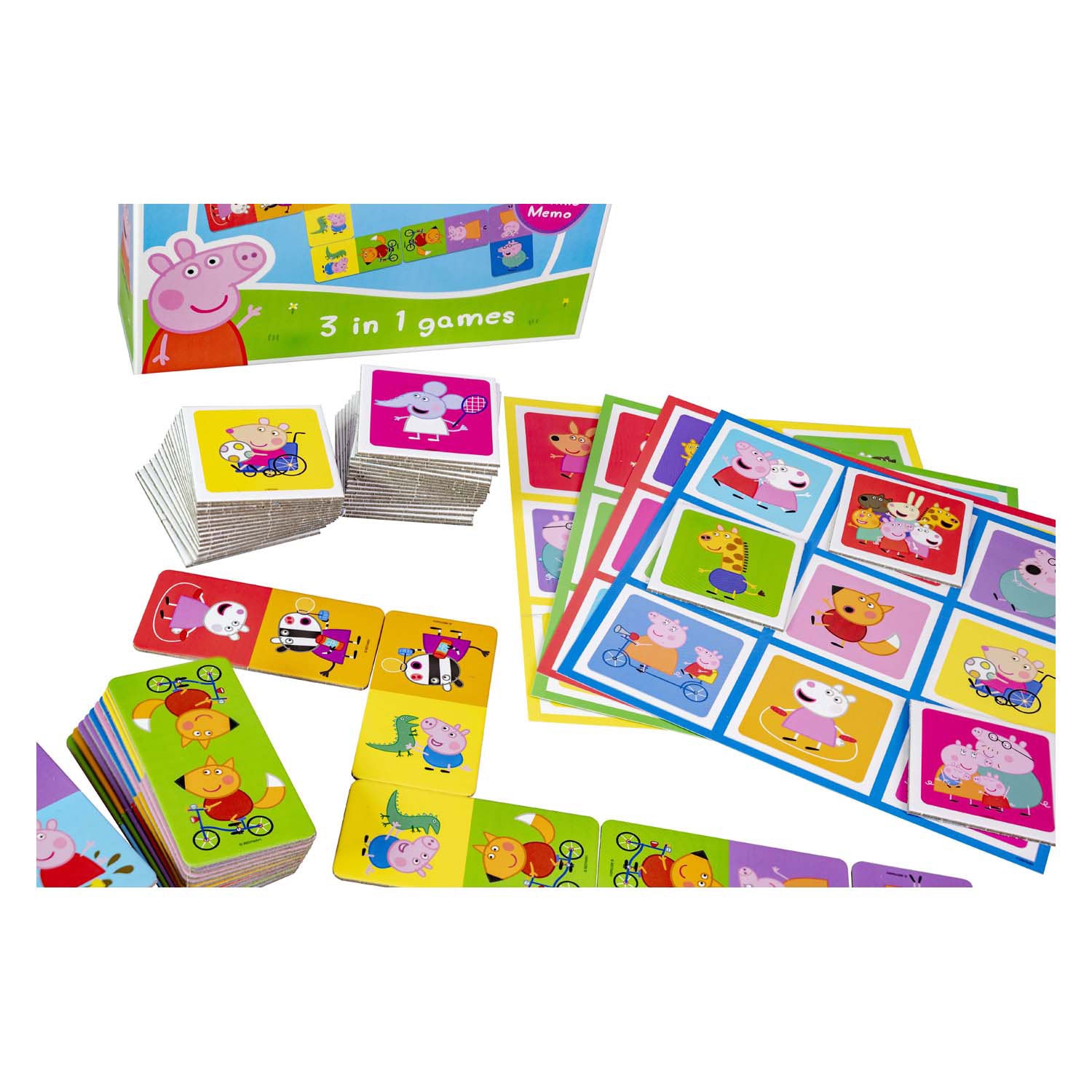 Tactic peppa pig 3-in-1 spellenverzameling – kaartspel – lotto – domino – memo – kinderspel vanaf 4 jaar