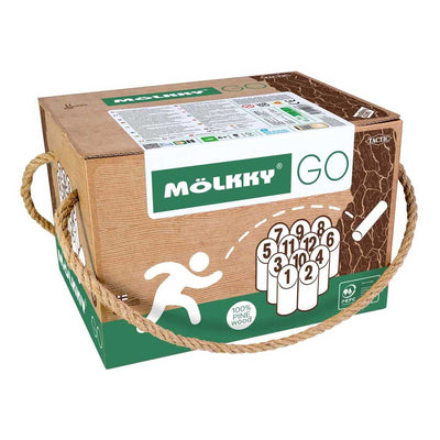 Tactic mölkky go – vang- en werpspel - origineel fins houten werpspel in handige draagbare doos – duurzaam grenenhout – met gratis score-app
