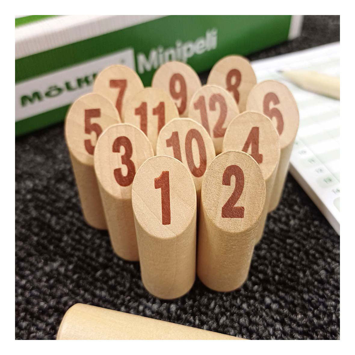 Tactic mölkky mini – vang- en werpspel - origineel fins houten werpspel in mini formaat – duurzaam berkenhout – met gratis score-app