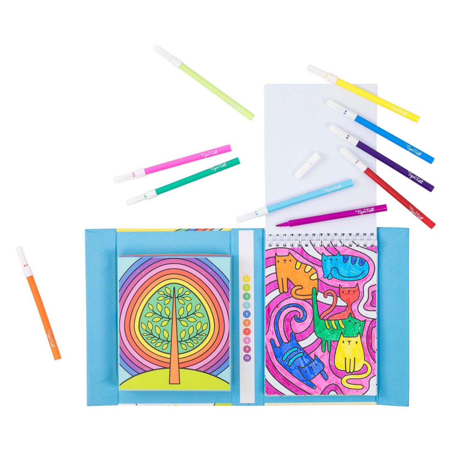 Tiger tribe kleurboek kleuren op nummer incl. stiften - regenboog tuin