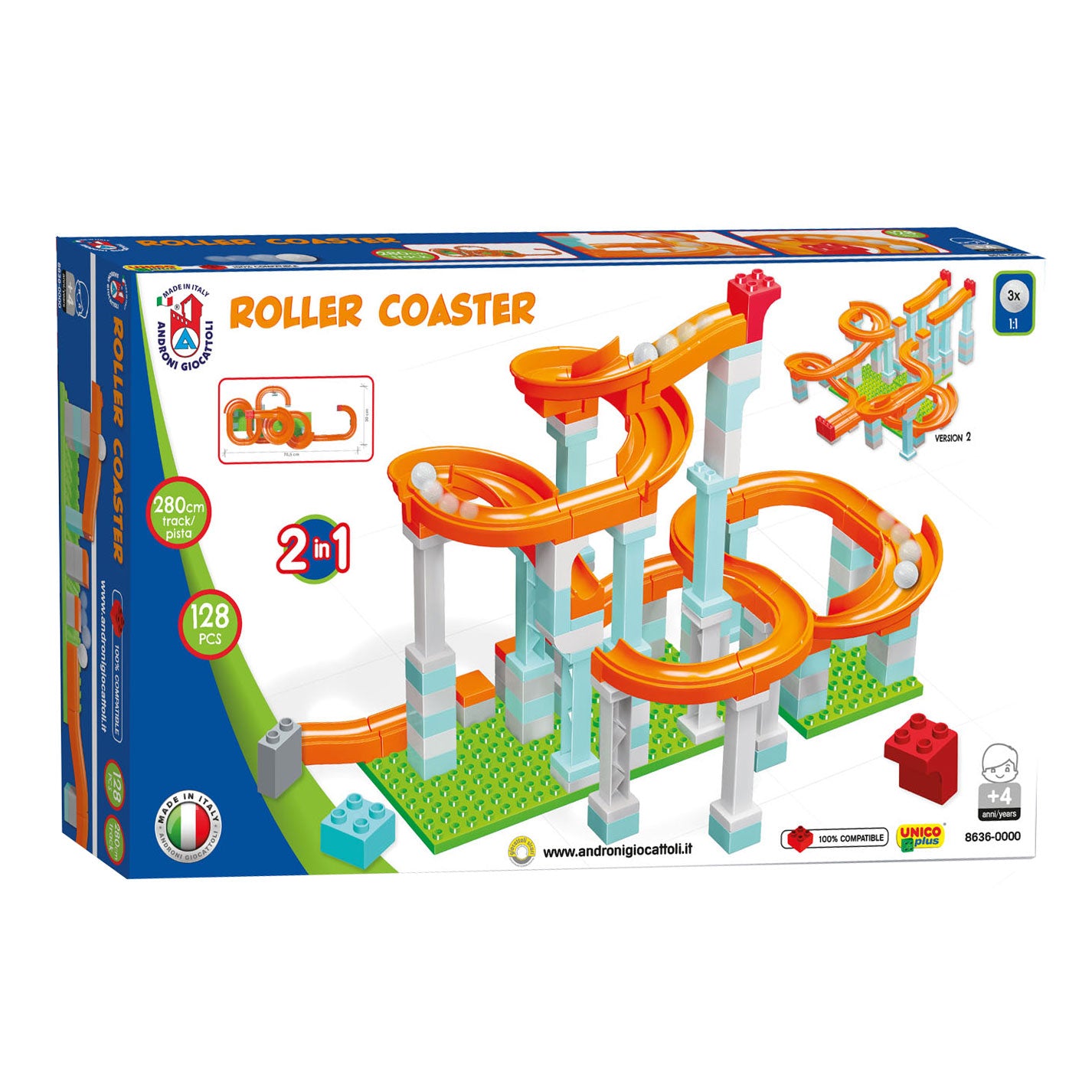 Androni Knikkerbaan Roller Coaster Set, 128dlg.