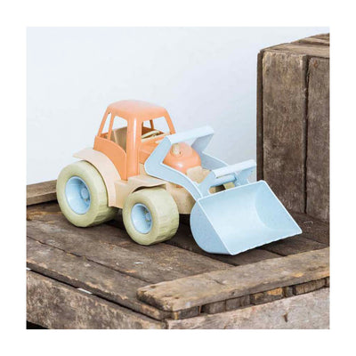 Dantoy tractor met voorlader blauw oranje, 30cm