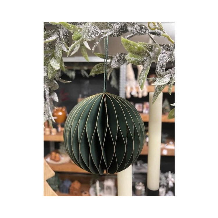 Hbx natural living kerstbal papier10cm groen
