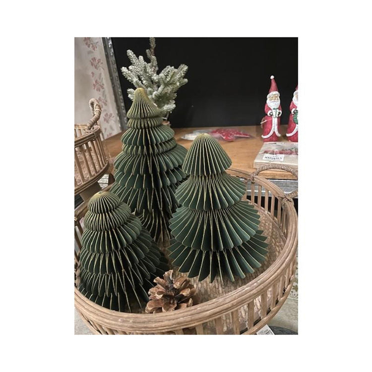 Hbx natural living kerstboom papier foldy 3-delig groen