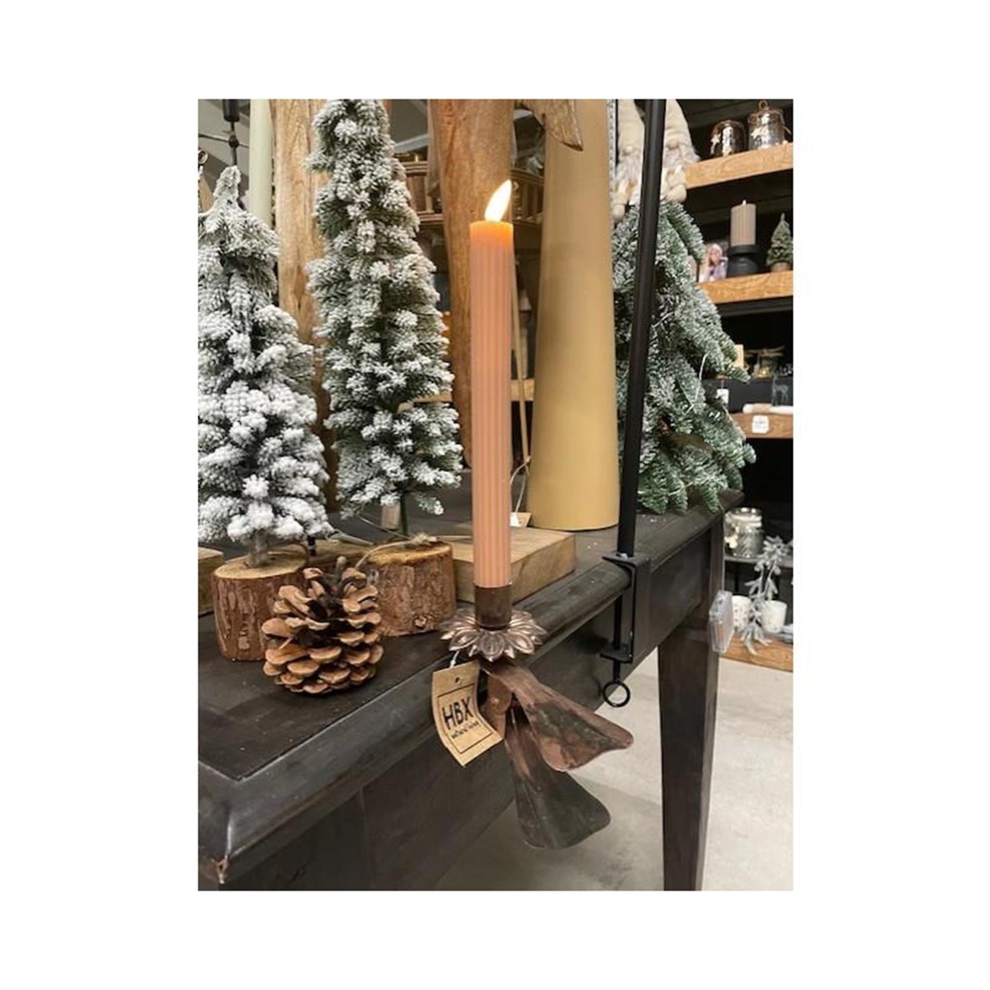 Hbx natural living kandelaar met clip bonez clip brons 16x7cm