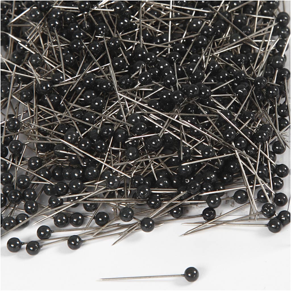 Kaart pinnen, l: 25 mm, d 4 mm, zwart, 1000 stuk 1 doos