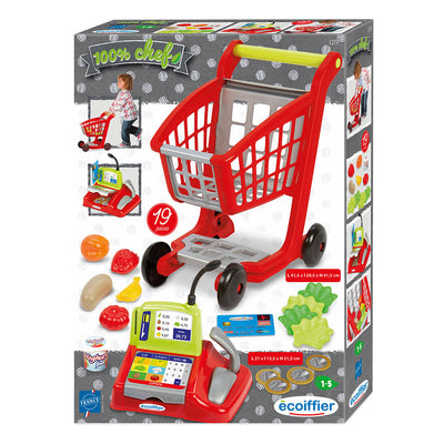 Ecoiffier 100% winkelwagen, boodschappen kassa