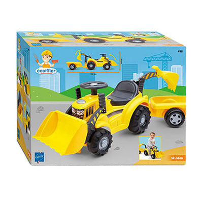 Ecoiffier looptractor met voorlader en wagen