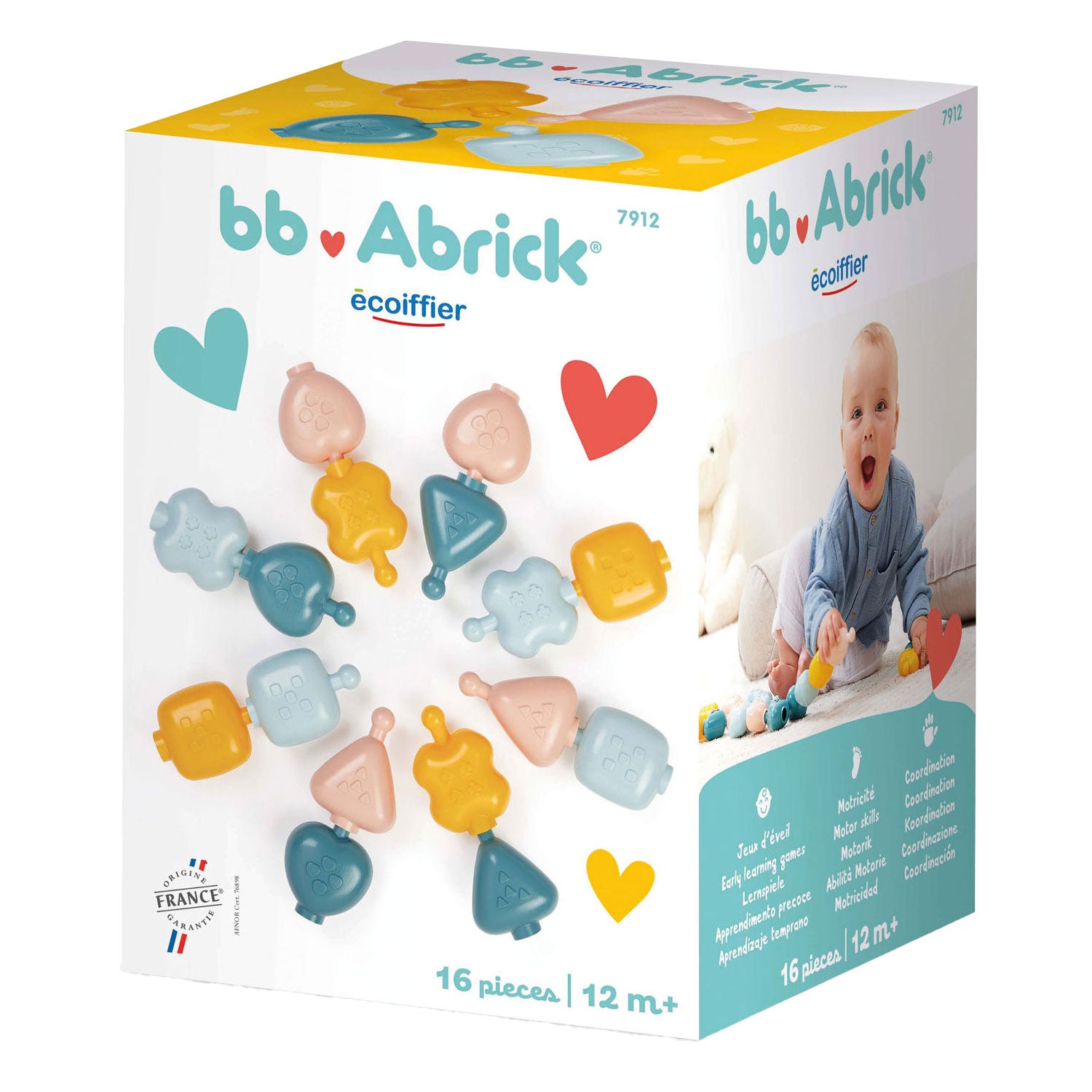 Ecoiffier abrick ecoiffier bb abrick motoriekkralen bouwspeelset - 16dlg.