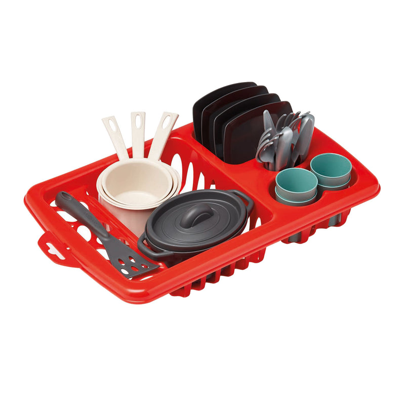 Ecoiffier 100% chef afwas droogrek met eetset -23dlg.