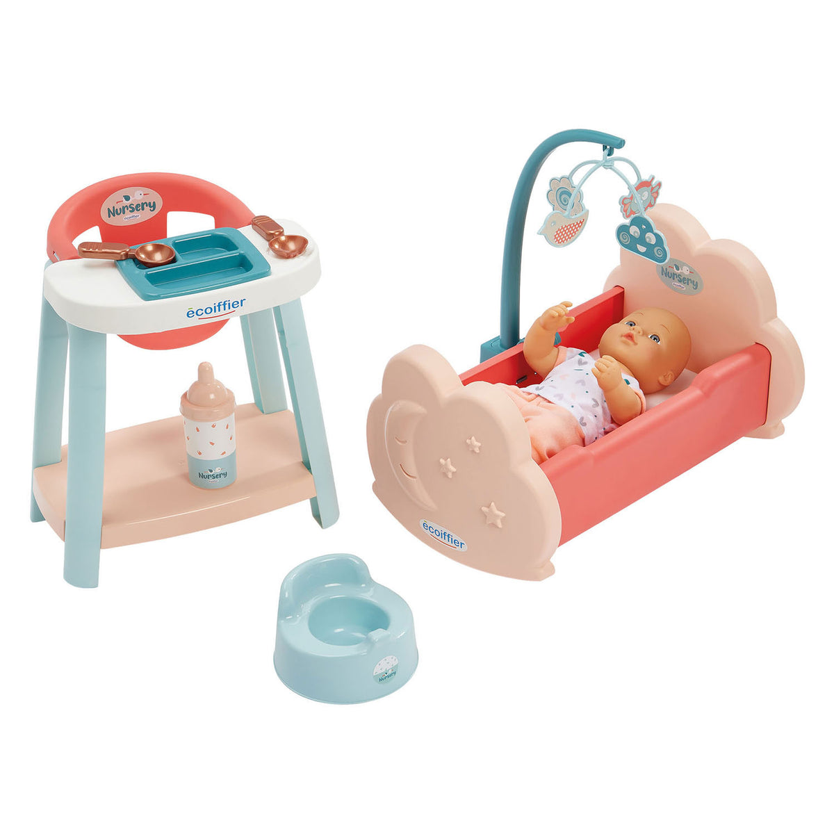 Ecoiffier nursery 3in1 babykamer met babypop- 8dlg.