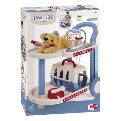 Ecoiffier doc cie dierenartsen trolley met hond - 14dlg.