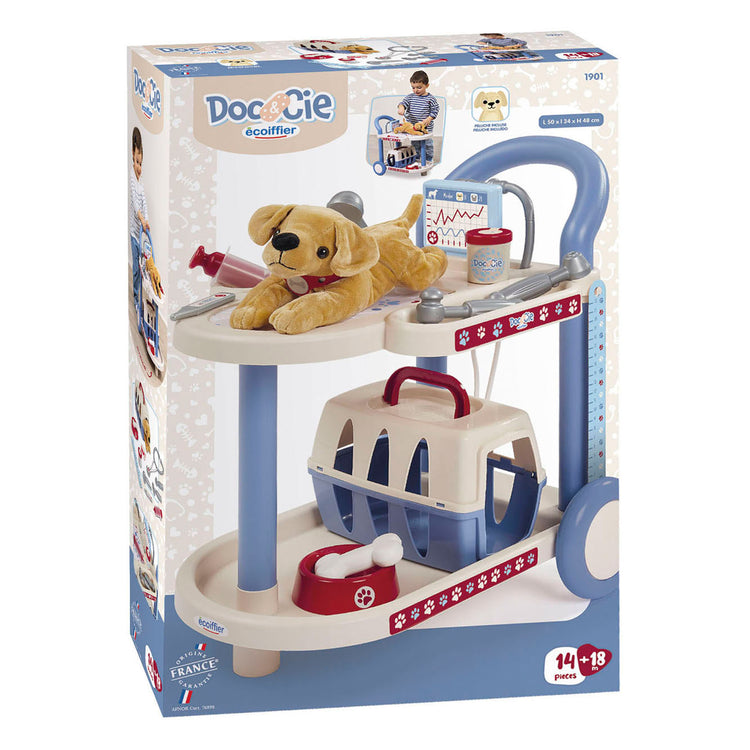 Ecoiffier doc cie dierenartsen trolley met hond - 14dlg.