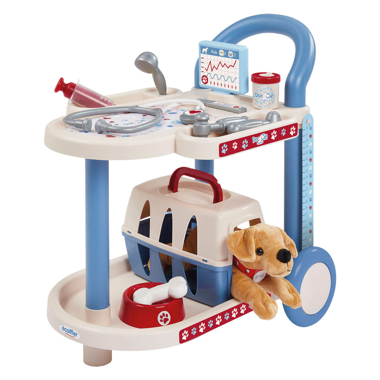 Ecoiffier doc cie dierenartsen trolley met hond - 14dlg.