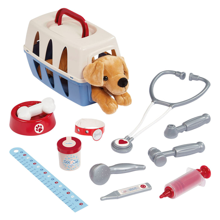 Ecoiffier doc cie dierenartsen trolley met hond - 14dlg.