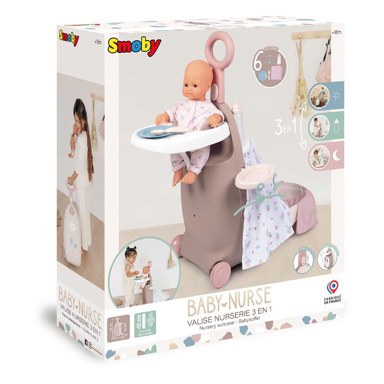 Smoby - Baby Nurse Verzorgingstrolley 3in1