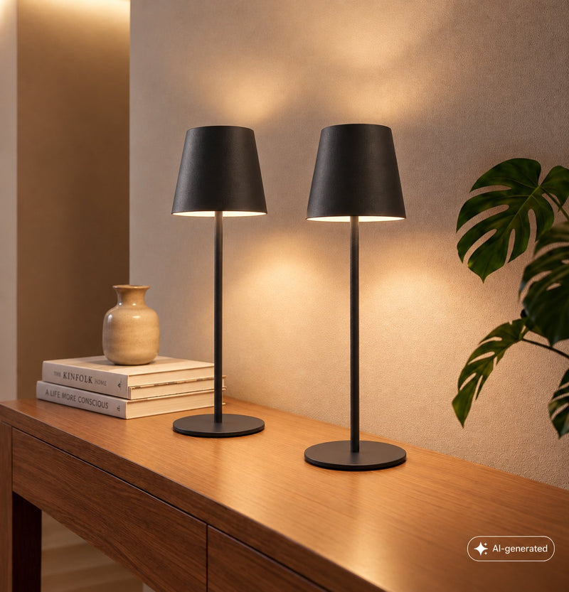 Briloner kiki - set van 2 tafellampen oplaadbaar - buitenlampen - ip44 - warm wit licht 2.700 k - dimbaar - met usb - antraciet - 12 x 36 cm