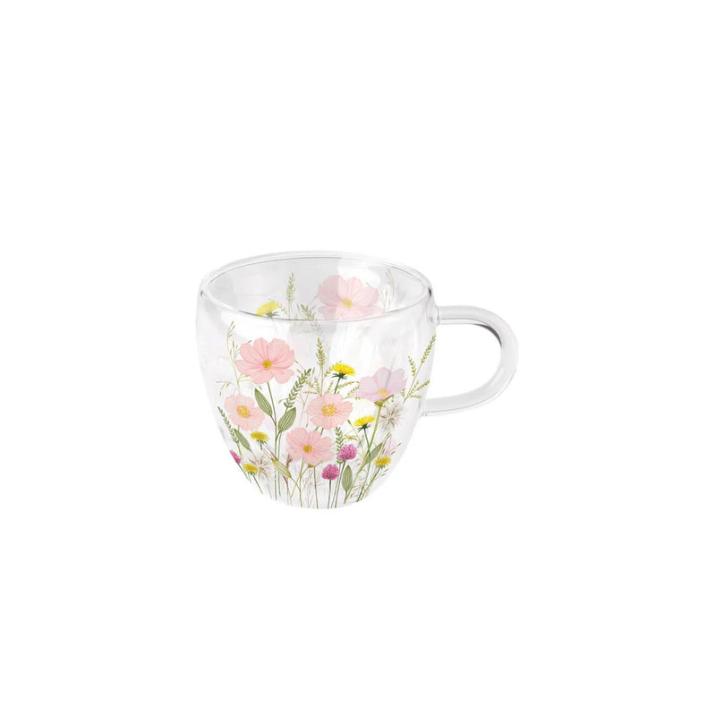 Ambiente dubbelwandig glas pastel flowers roze