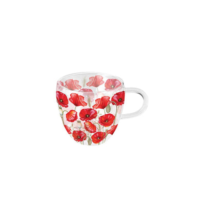 Ambiente dubbelwandig glas 0.2l poppy all over
