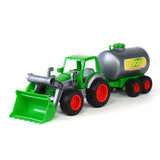 Wader tractor met voorlader en tanker - groen kunststof - 3-6 jaar - afbeelding 2