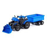 Cavallino tractor met lader en aanhang kiepwagen blauw, schaal 1:32 - afbeelding 2