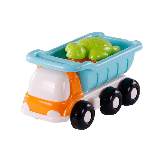 Cavallino strand kiepwagen met 4 zandvormen blauw